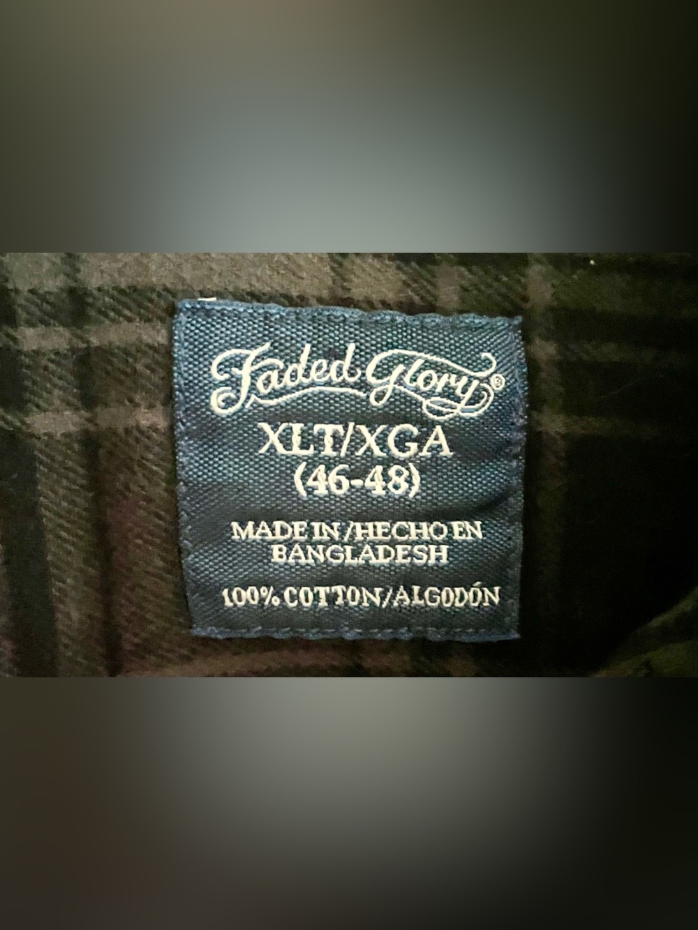 🌚 Faded Glory Black Plaid Long-Sleeve Button-Down Flannel Shirt 🌚 - Picture 4 of 5